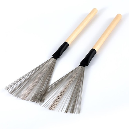 Pyle 1 Pair Retractable Drum Wire Brushes with Comfortable Aluminum Handles ACCPSDPKIT101